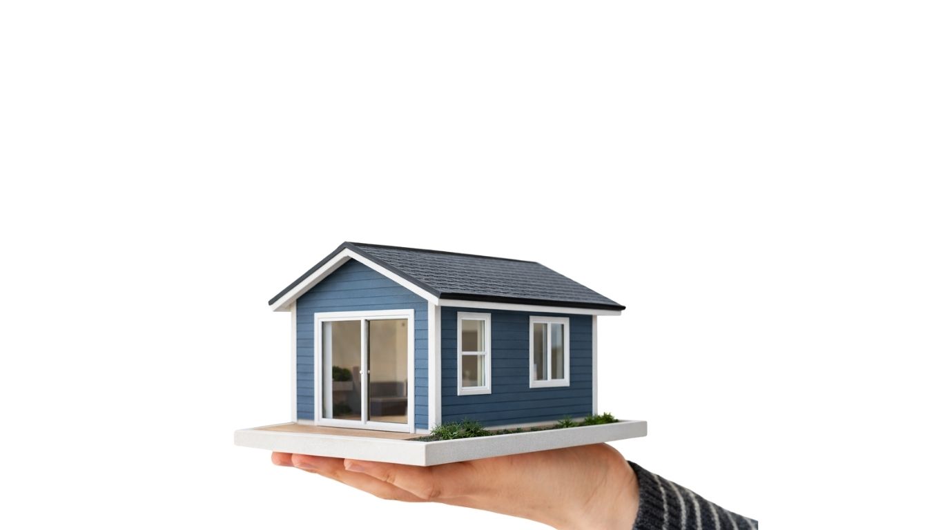 A hand holding a house