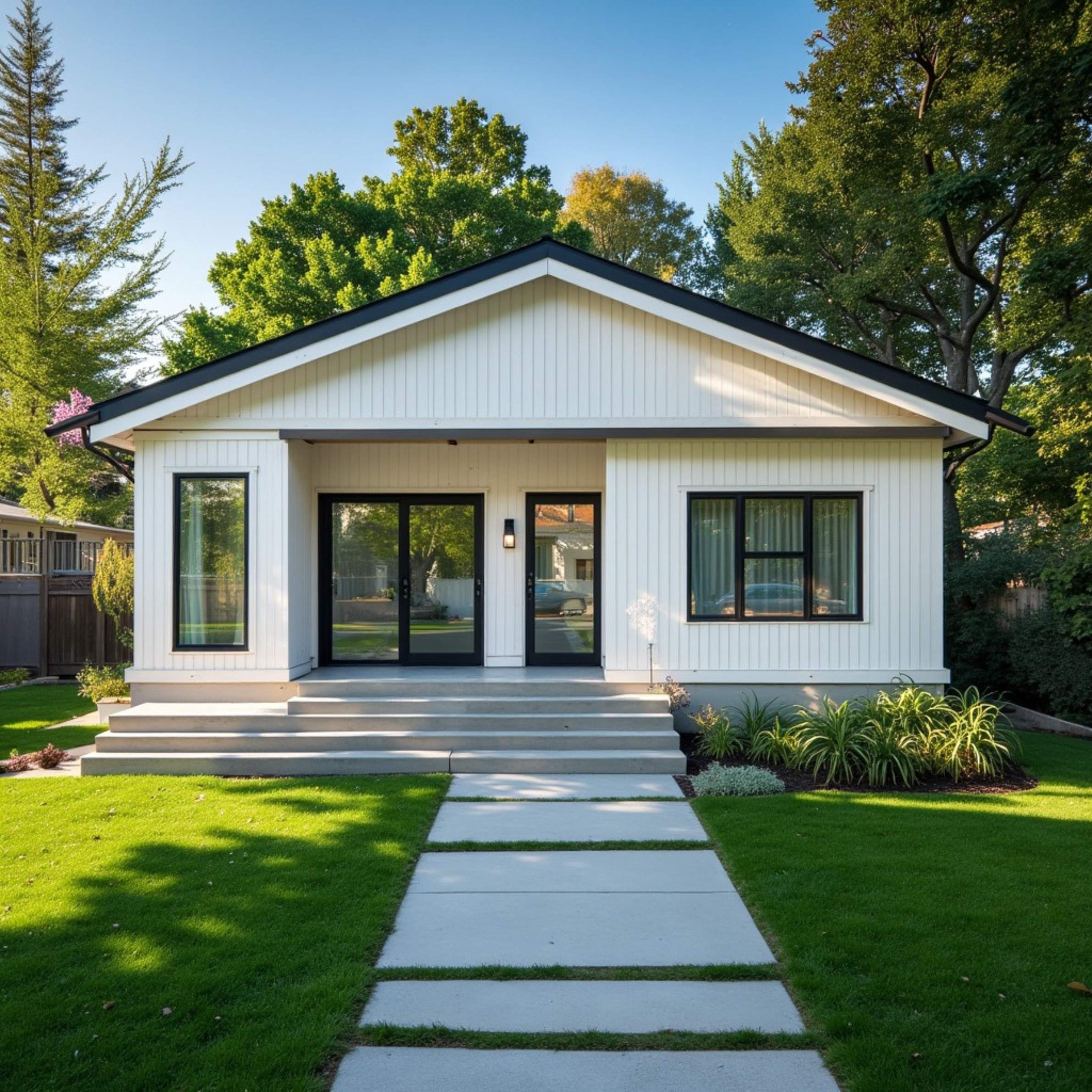1000 sq ft 2 bed 2 bath ADU exterior (siding vertical)
