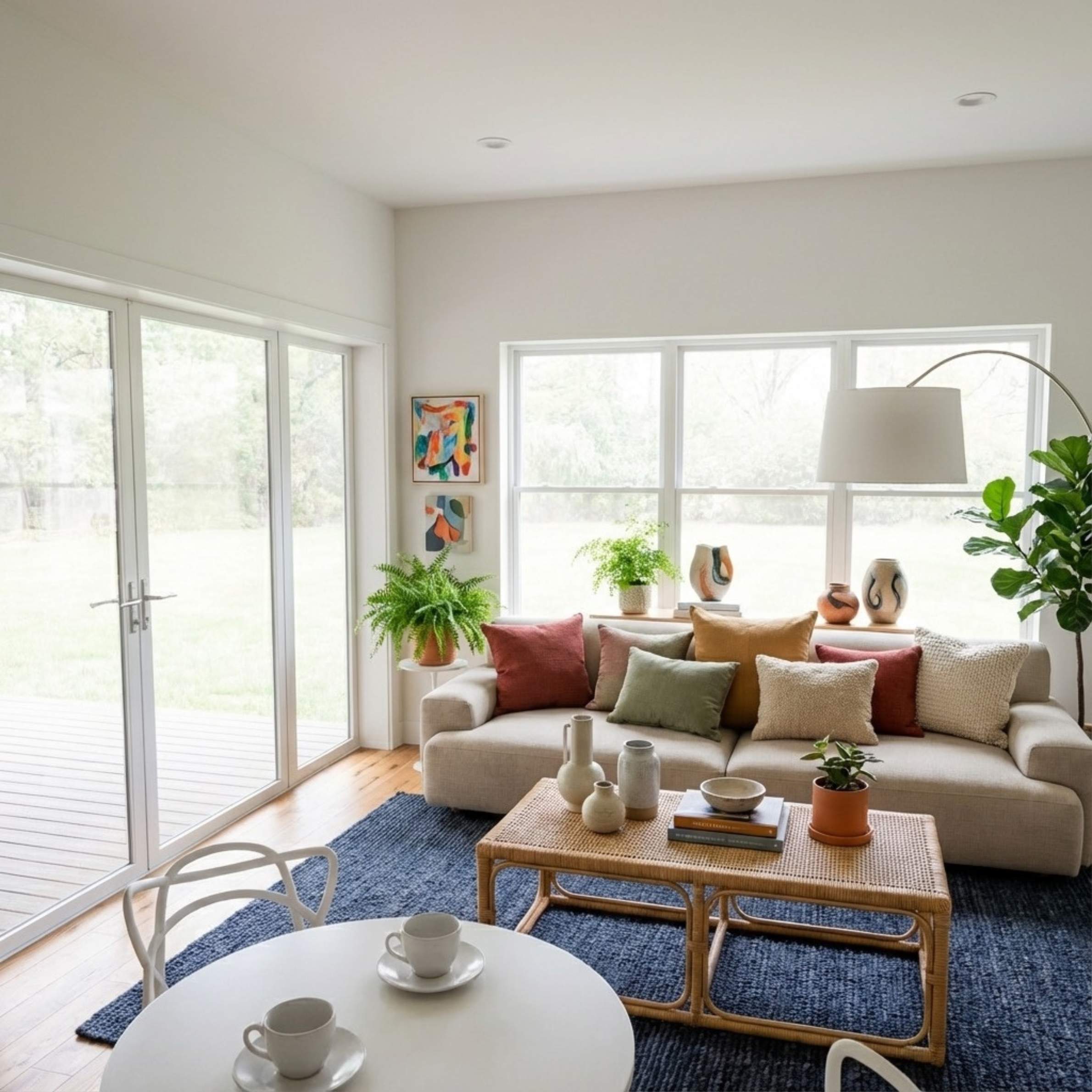 500 sq ft L shape 1 bed 1 bath detached ADU living room